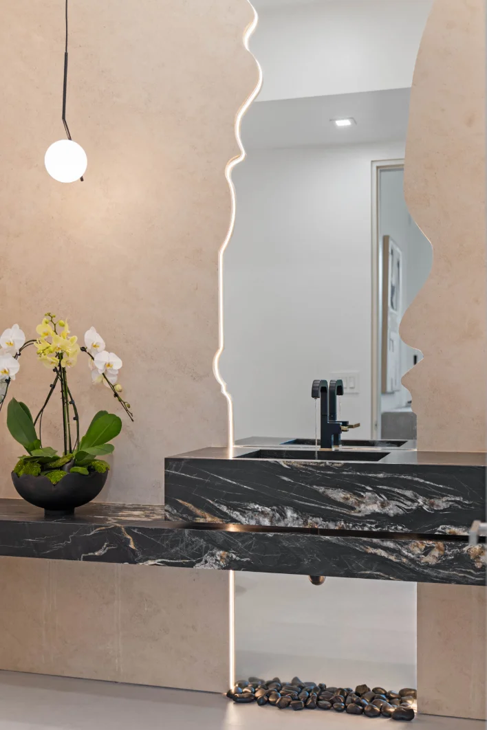 Modern dining and living area