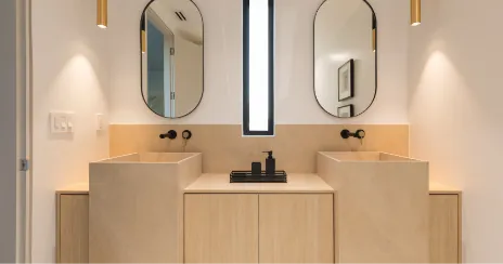 Luxury primary bathroom suite with spa-like finishes in Cupertino designed and built by Ritz Builders