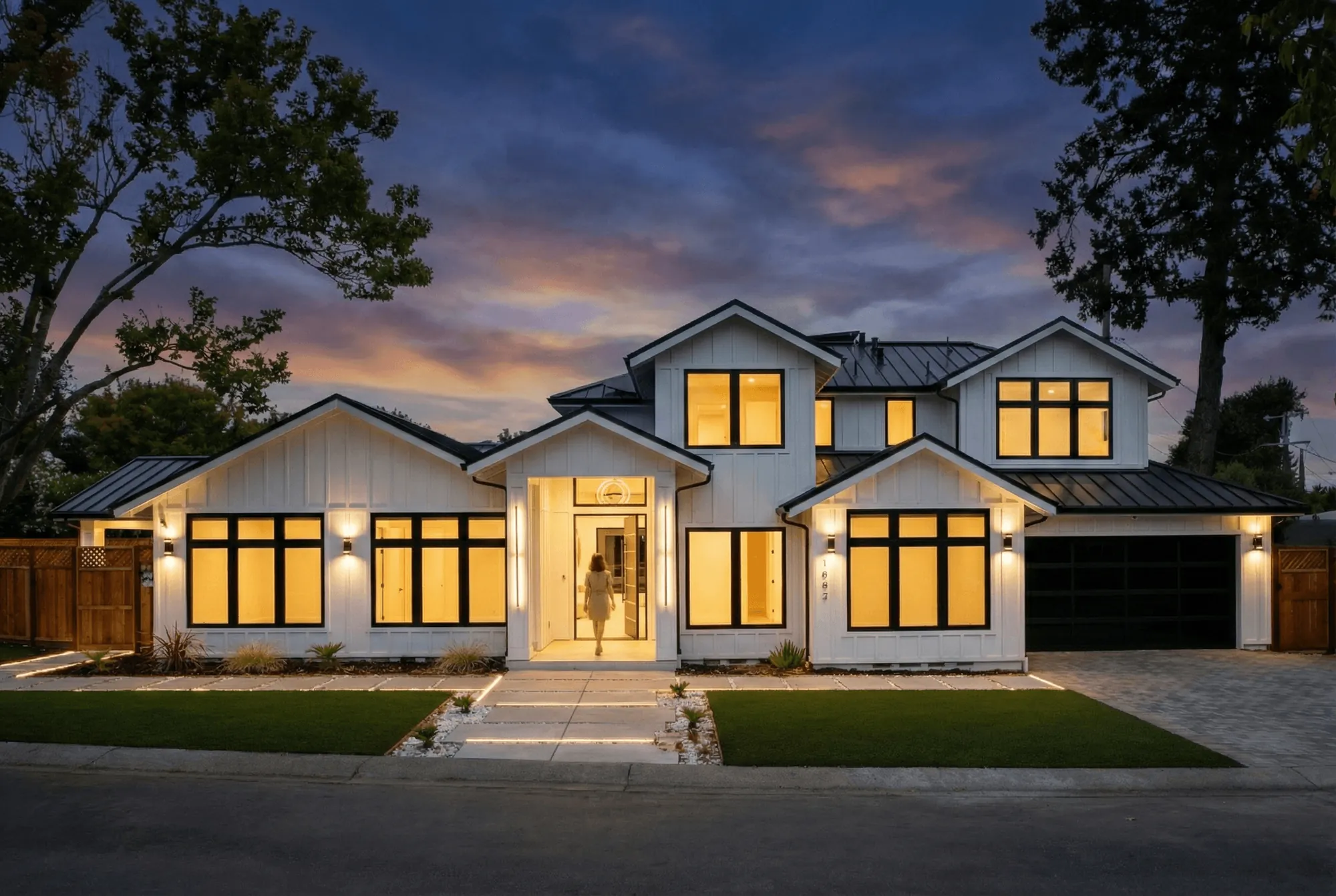Luxury Bay Area custom home under construction with premium exterior finishes and architectural detailing