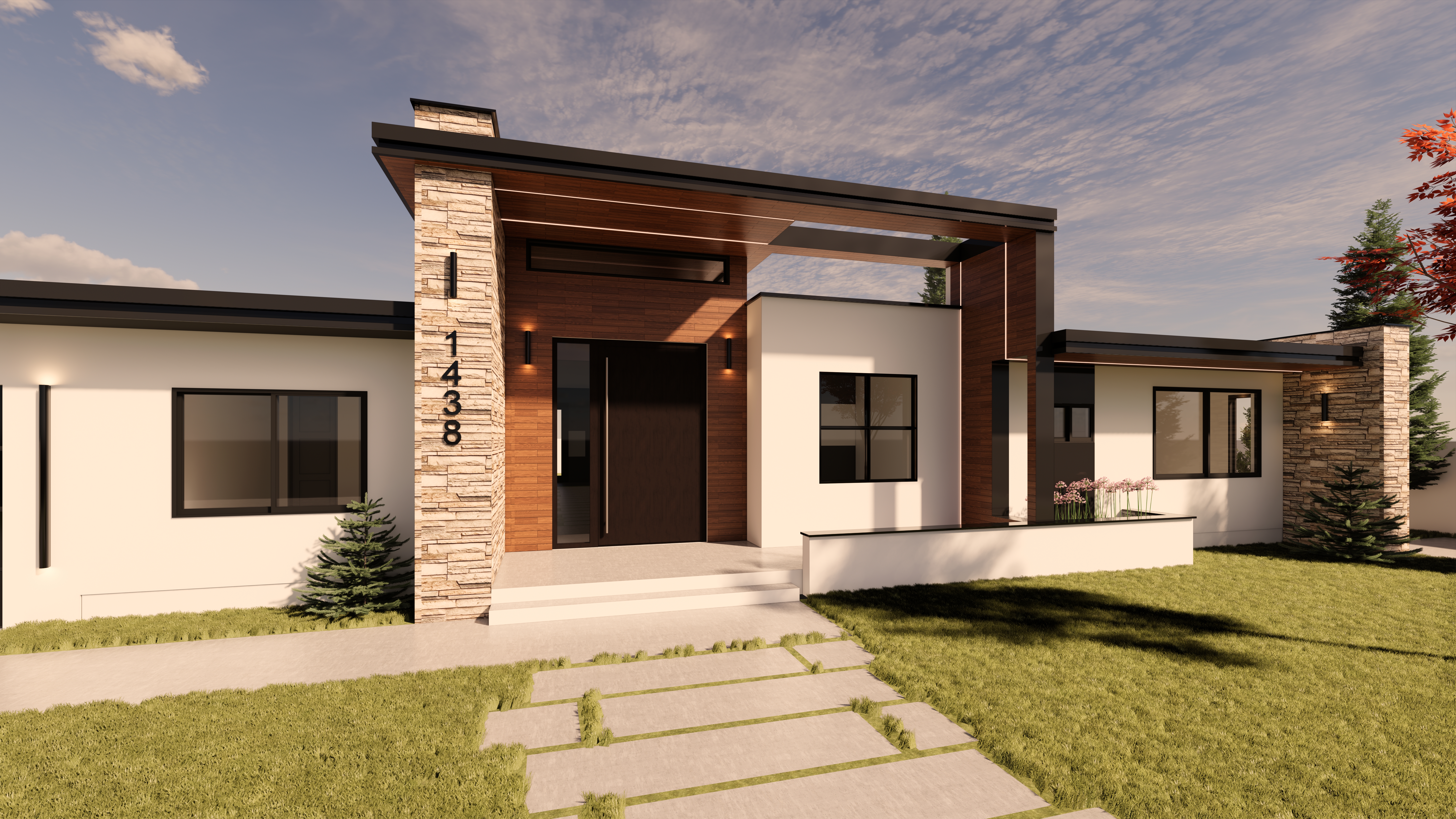 luxury high end emerald hills custom estate exterior featuring expansive glass, stone, concrete